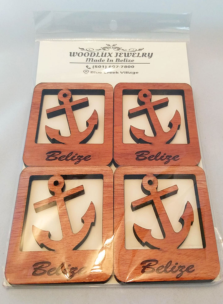 Anchor Laser-Cut Mahogany Coasters, Set of 4