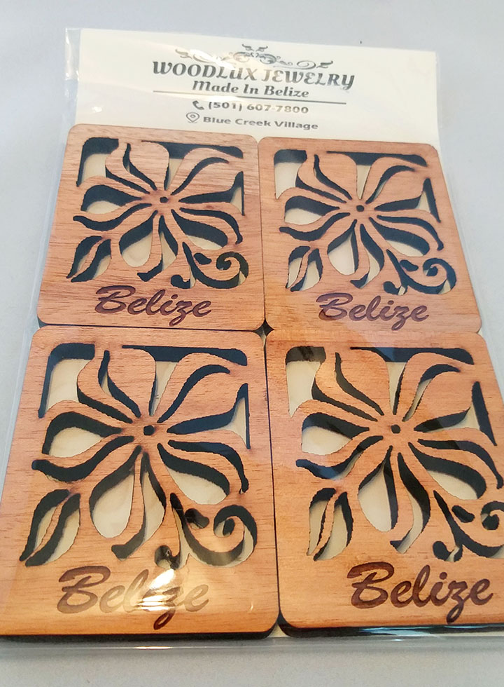 Laser-Cut Mahogany Coasters, Set of 4