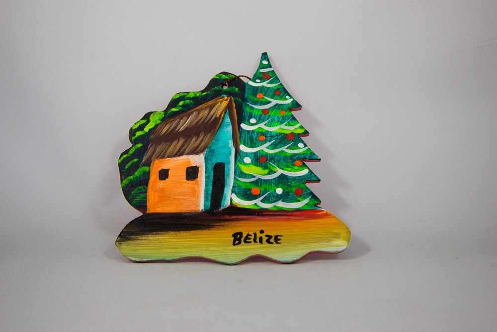 Belize ornament christmas tree wooden hut