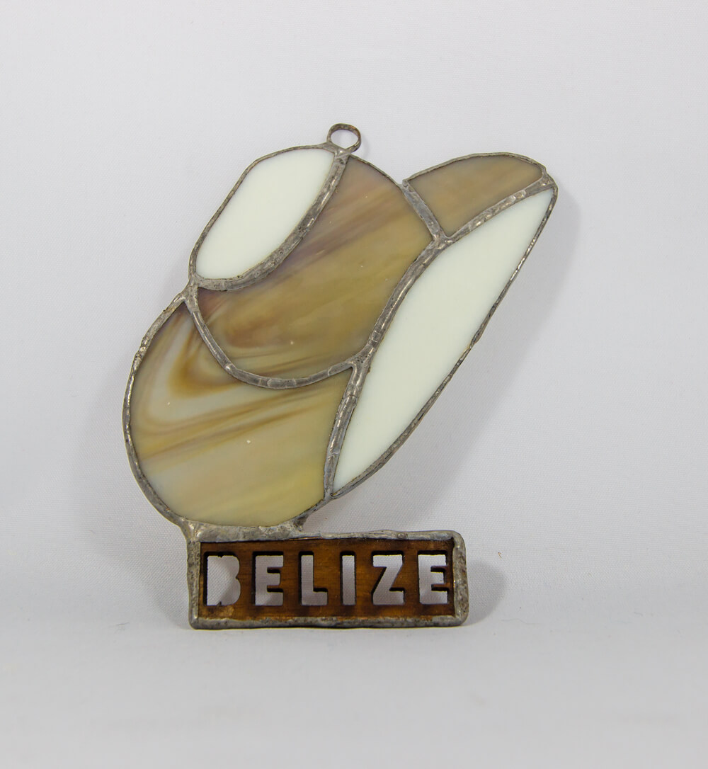 Cowboy hat glass ornament, belize, stained glass, simple