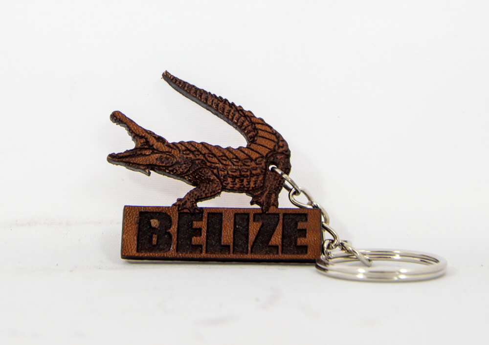 crocodile, belize, leather, keychain, laser cut