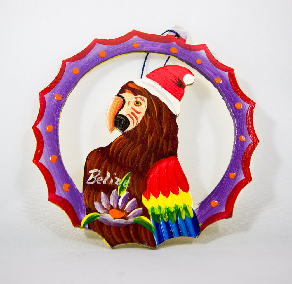 parrot, ornament, festive, colorful, santa hat