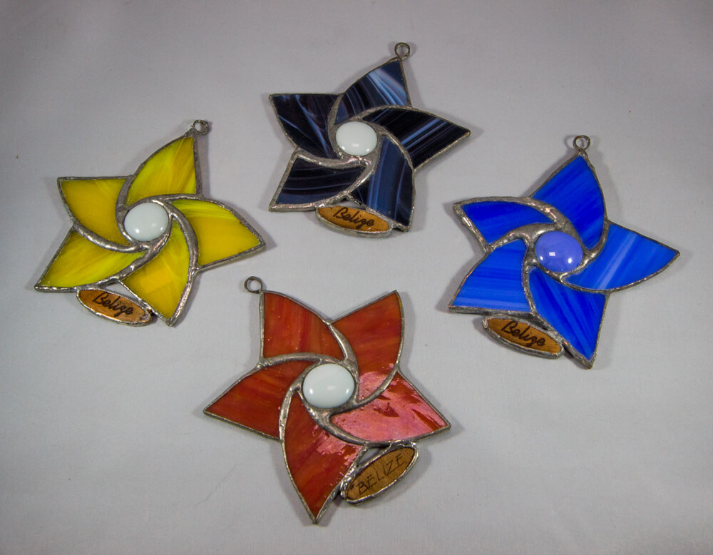 star, solid-color, stained glass, belize, ornament