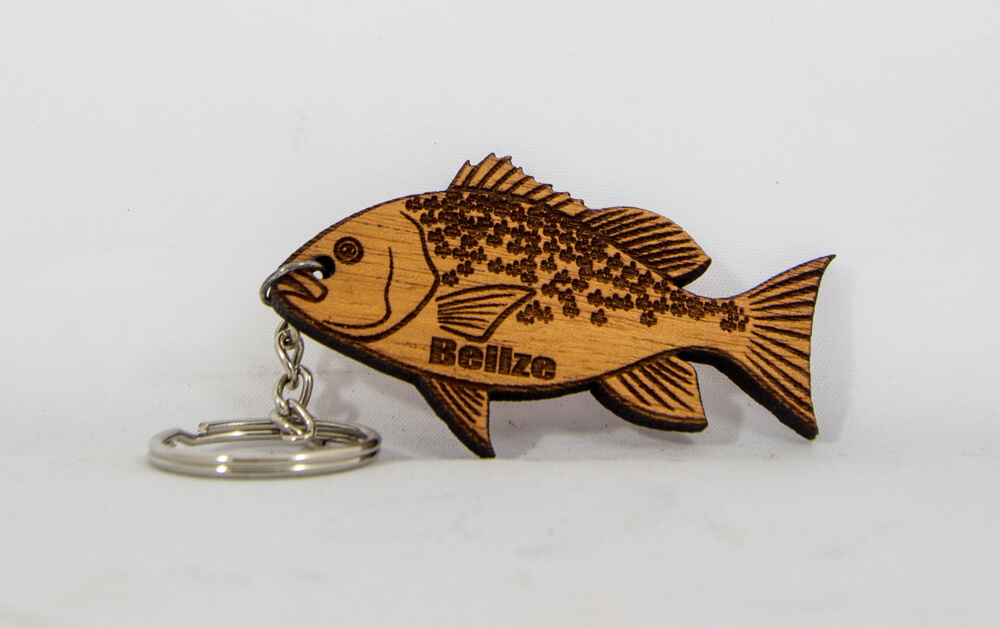 fish, wooden, laser cut, keychain, belize