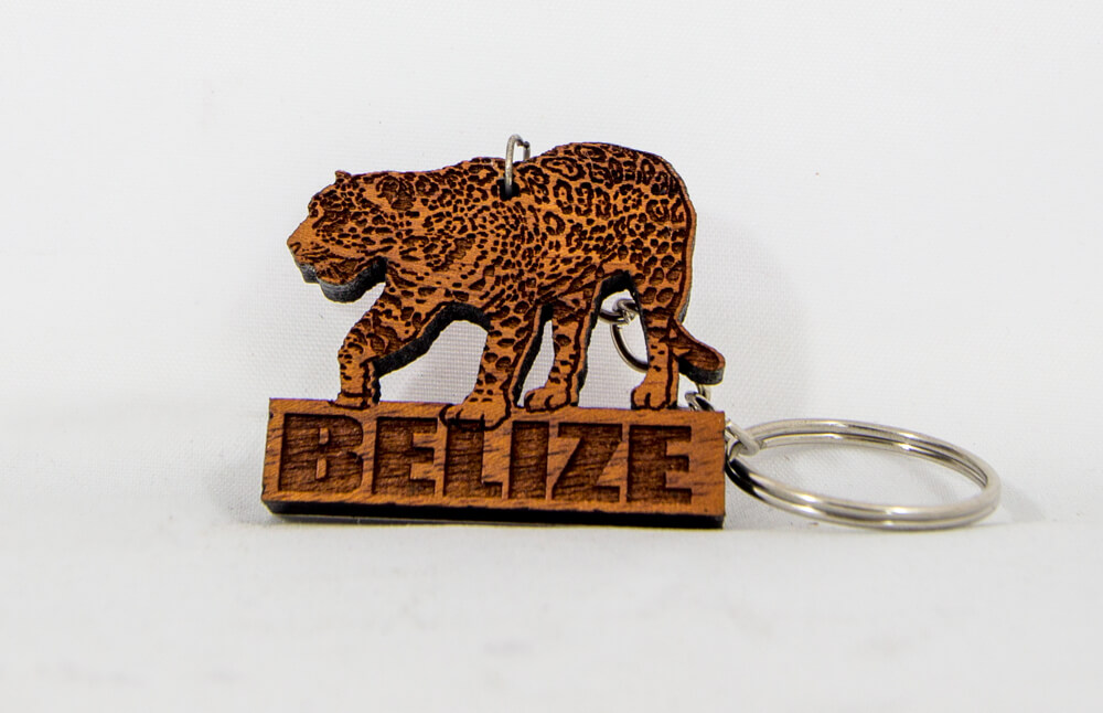 wooden, jaguar, belize, keychain, laser cut