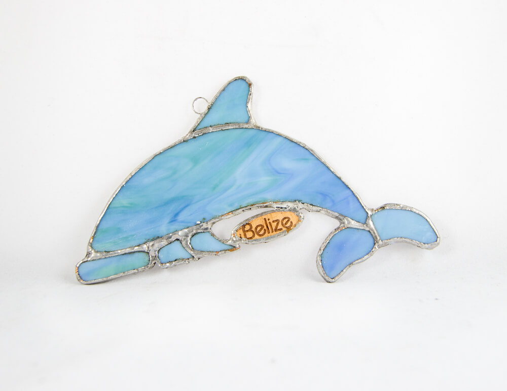 Stained Glass, Ornament, Christmas Ornament, Handmade, Belize, Dolphin