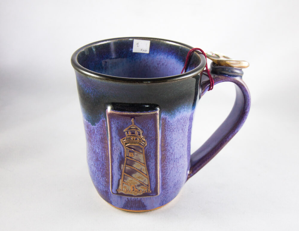 Ceramic, Mug, Handmade, Stone Accent, Lighthouse