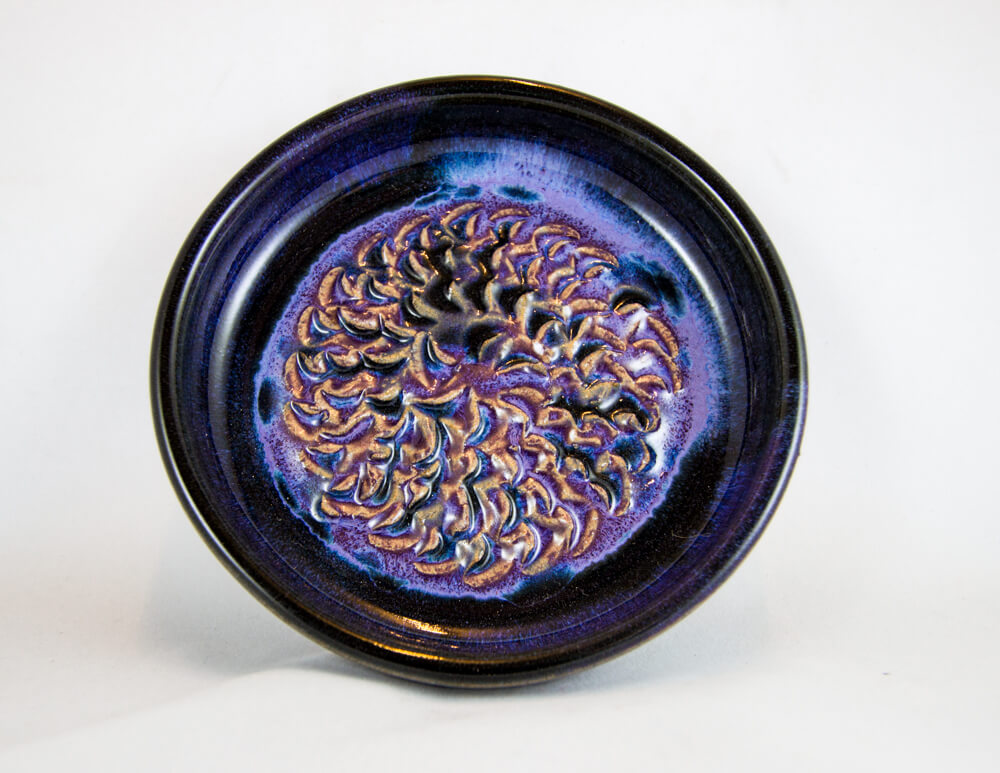 Ceramic, Pottery, Handmade, Garlic Grater, Cheese Grater, Purple, Blue, Circular