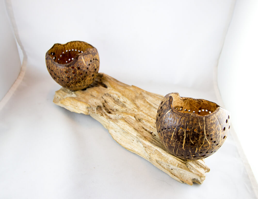 Driftwood, Handmade, Candle Holder, Coconut