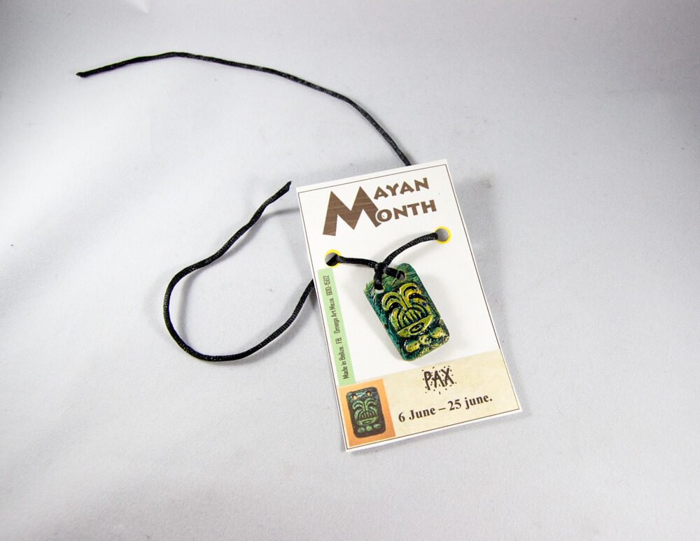 Maya, calendar, necklace, carved, simple