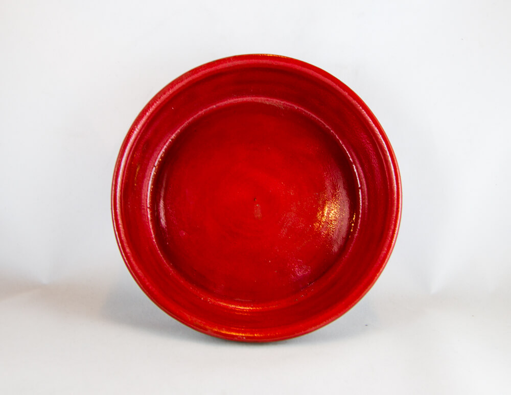 Dog Bow, Red, Inside, Ceramic, Pottery, Handmade