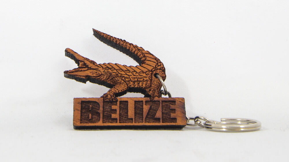 crocodile, belize, wooden, keychain, laser cut