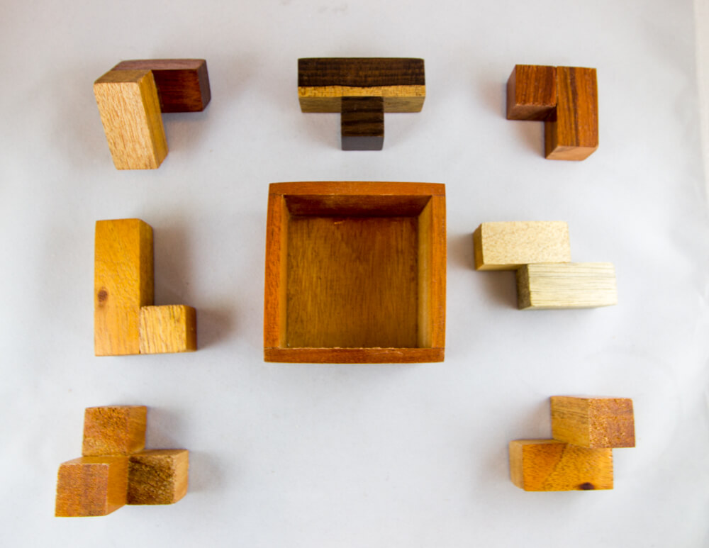 Wooden, Mahogany, Puzzle, Cube, Square,