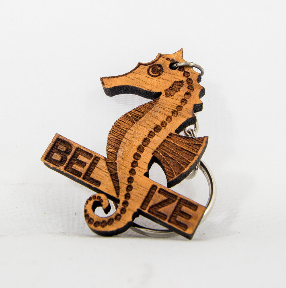 seahorse, belize, keycahin, laser cut, simple, wooden